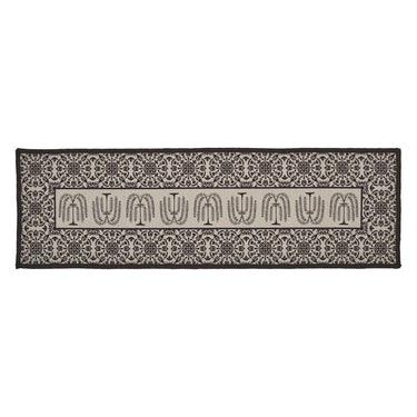 Custom House Black Tan Jacquard Polyester Stair Tread Rect Latex 8.5x27 - The Fox Decor